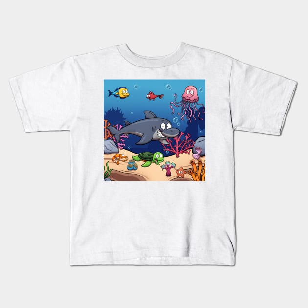 Cute Sea Creatures Kids T-Shirt by TheMaskedTooner